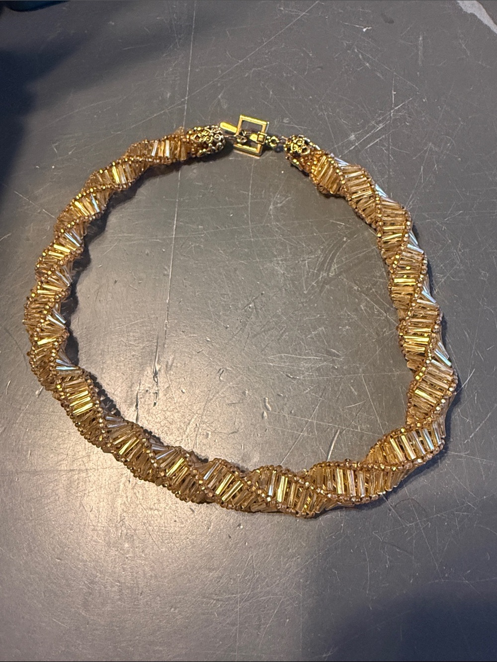 Gold Beaded Twisted Choker Necklace - Women Jewelry